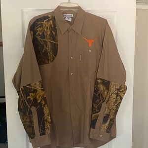 Columbia Brown Shirt with Camouflage and Orange Logo